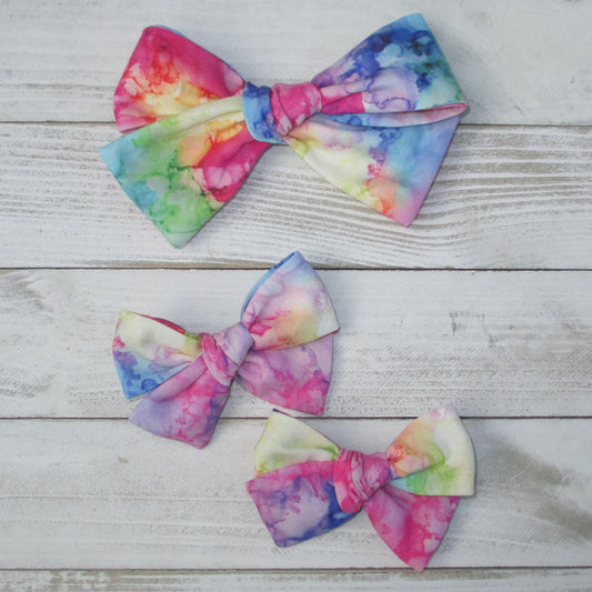 Rainbow Tie-Dye Hairbow