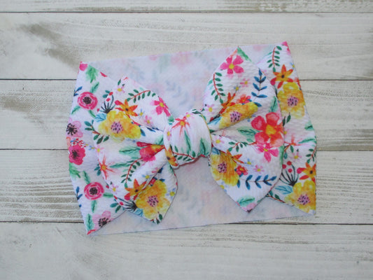 Bright Floral Headwrap Bow