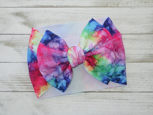 Rainbow Tie Dye Headwrap Bow