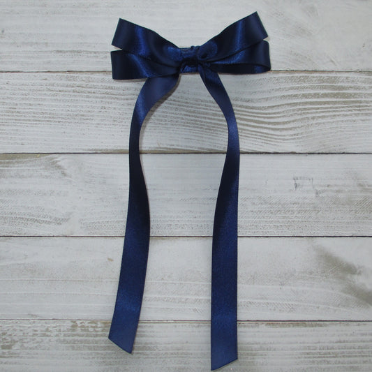 Navy Satin Hairbow