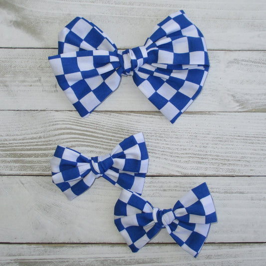 Blue Checkered Hairbow