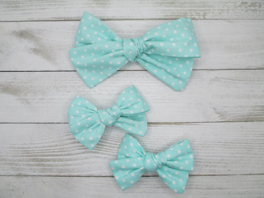 Aqua Dotted Hairbow