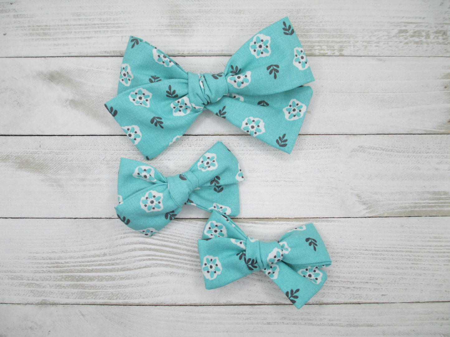 Aqua Floral Hairbow