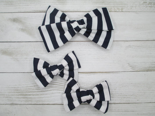 Navy Striped Hairbow