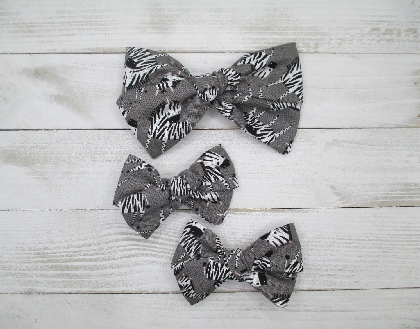 Gray Zebra Print Hairbow