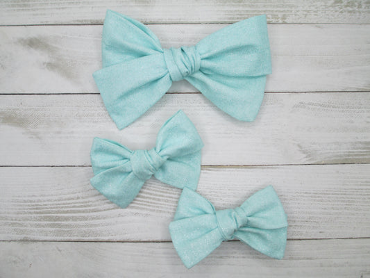 Aqua Glitter Hairbow