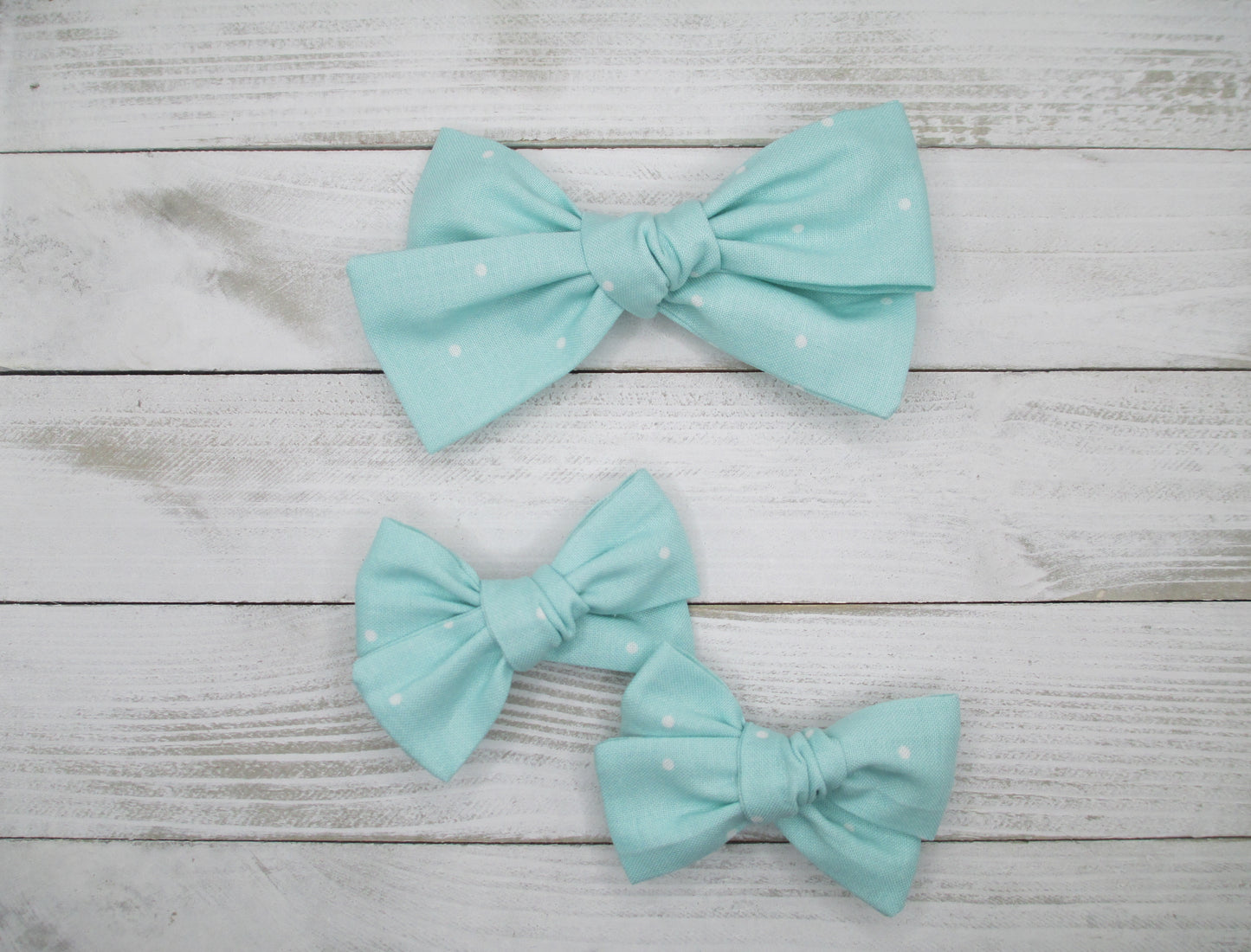 Light Blue Dotted Hairbow